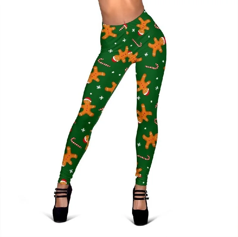 Chirstmas Gingerbread Man Print Pattern Women Leggings