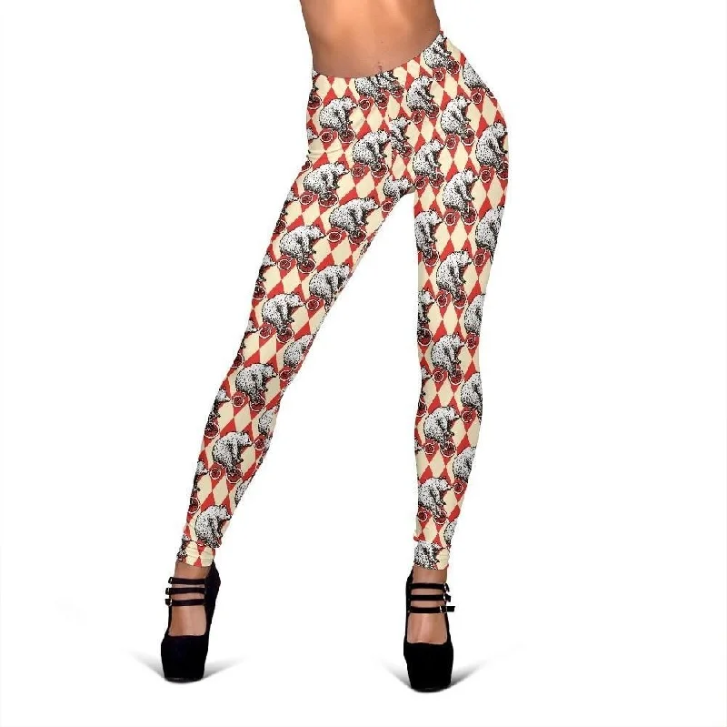 Circus Teddy Bear Pattern Print Women Leggings