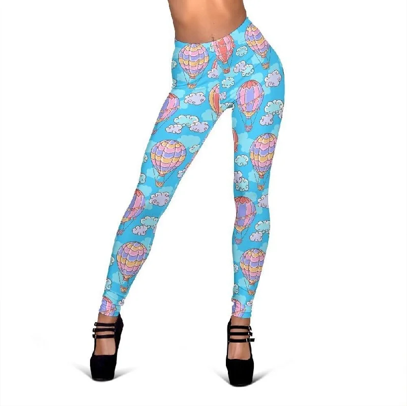 Cloud Hot Air Balloon Pattern Print Women Leggings