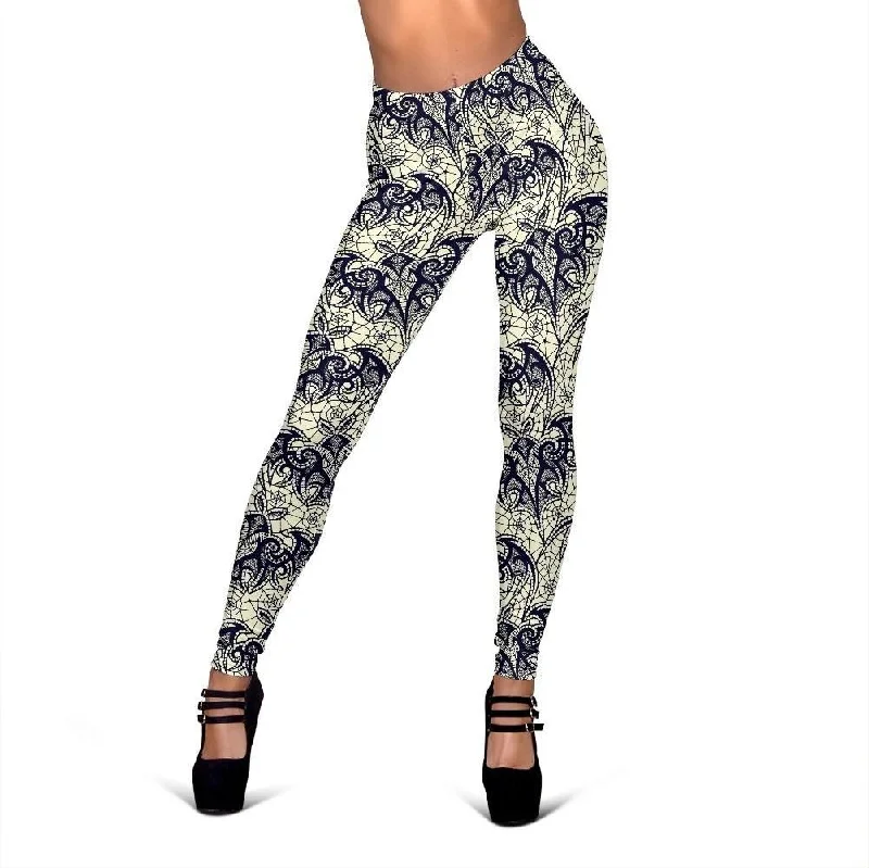 Cobweb Halloween Bat Pattern Print Women Leggings