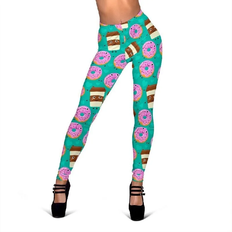 Coffee Donut Pattern Print Women Leggings