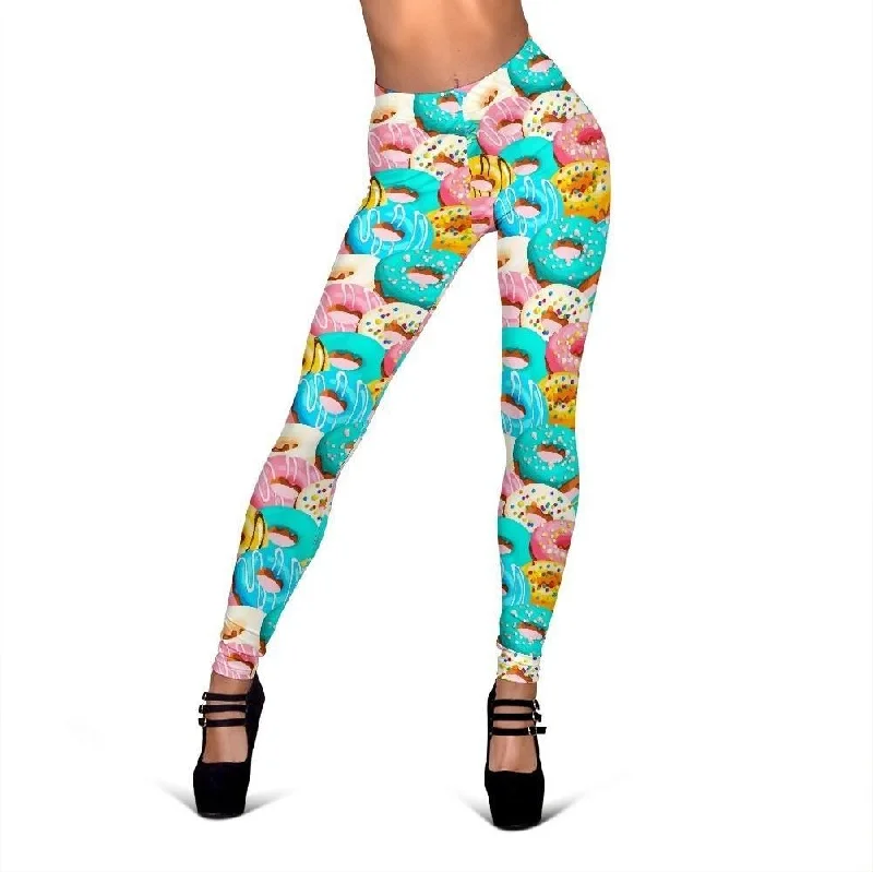 Colorful Donut Pattern Print Women Leggings