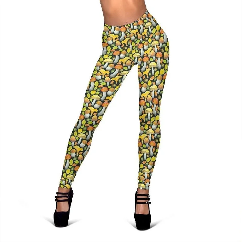 Colorful Mushroom Pattern Print Women Leggings