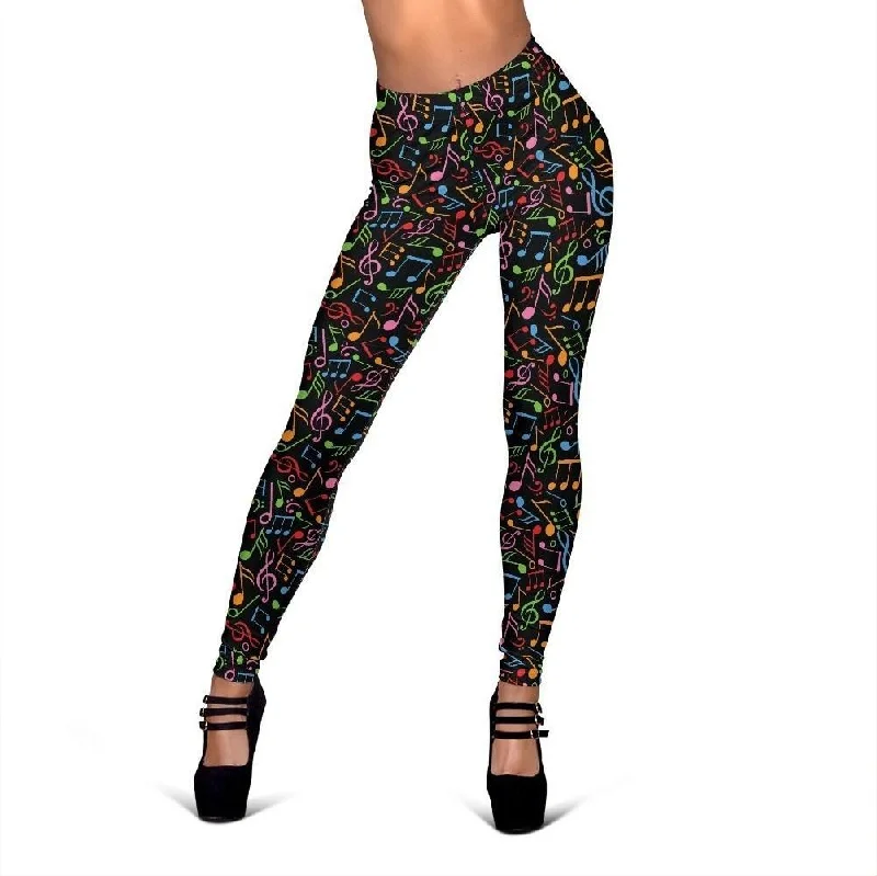 Colorful Music Note Pattern Print Women Leggings