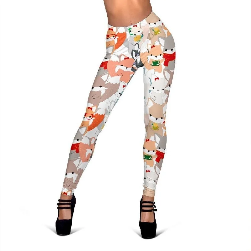 Colorul Fox Pattern Print Women Leggings