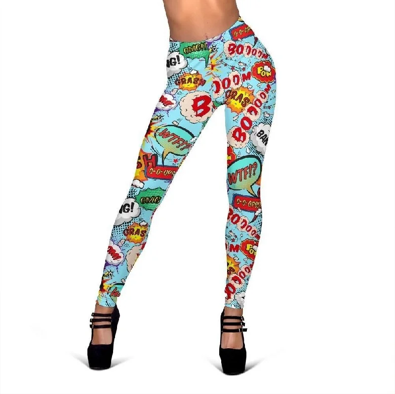 Comic Book Strip Pattern Print Women Leggings