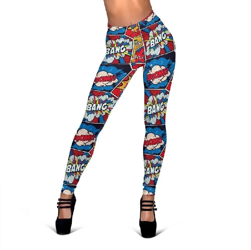 Comic Strip Book Pattern Print Women Leggings