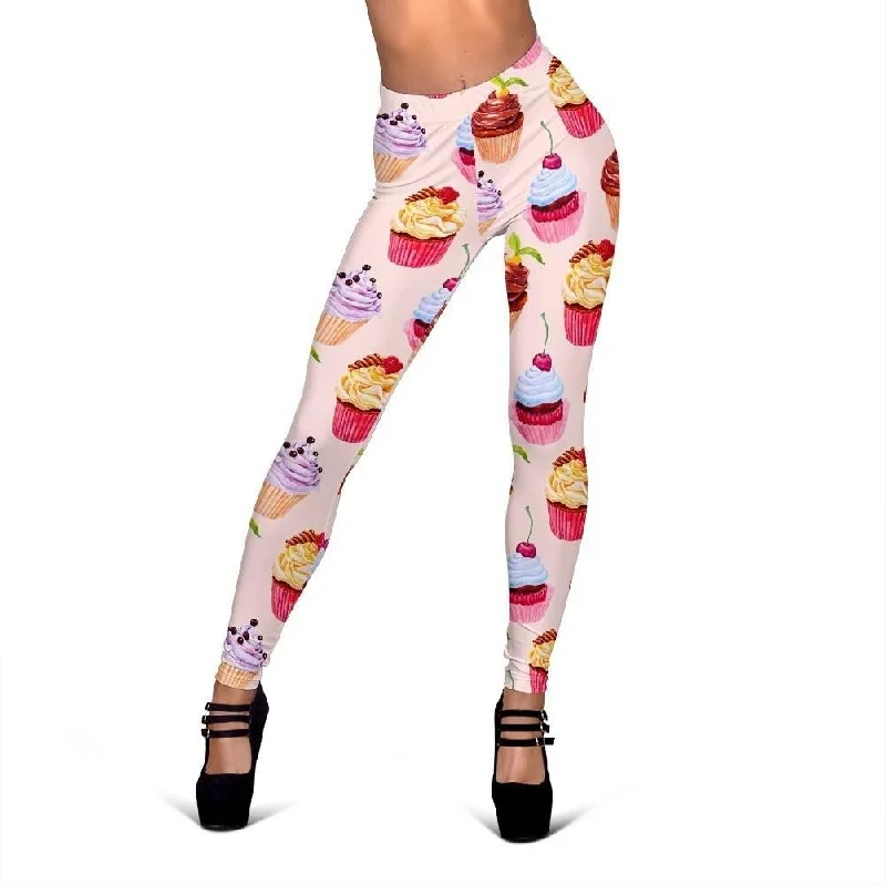 Cupcake Pink Pattern Print Women Leggings