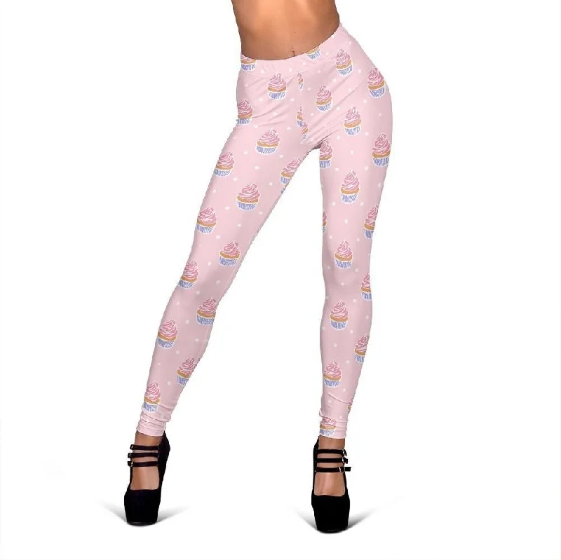 Cupcake Polka Dot Pattern Print Women Leggings