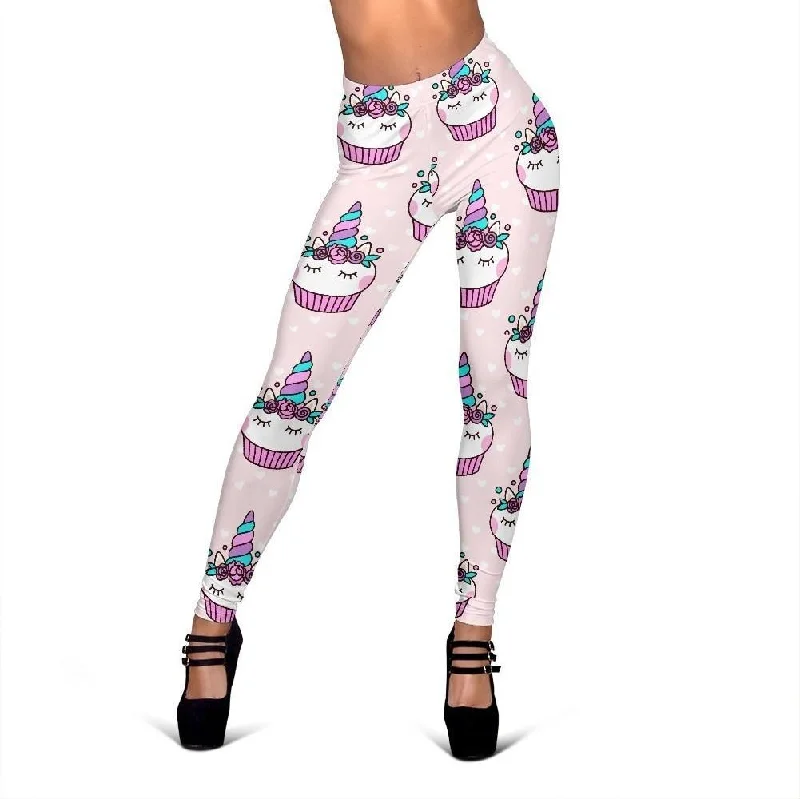 Cupcake Unicorn Pattern Print Women Leggings