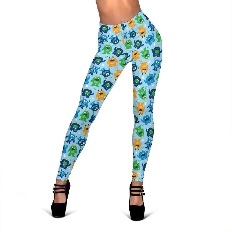 Cute Monster Print Pattern Women Leggings