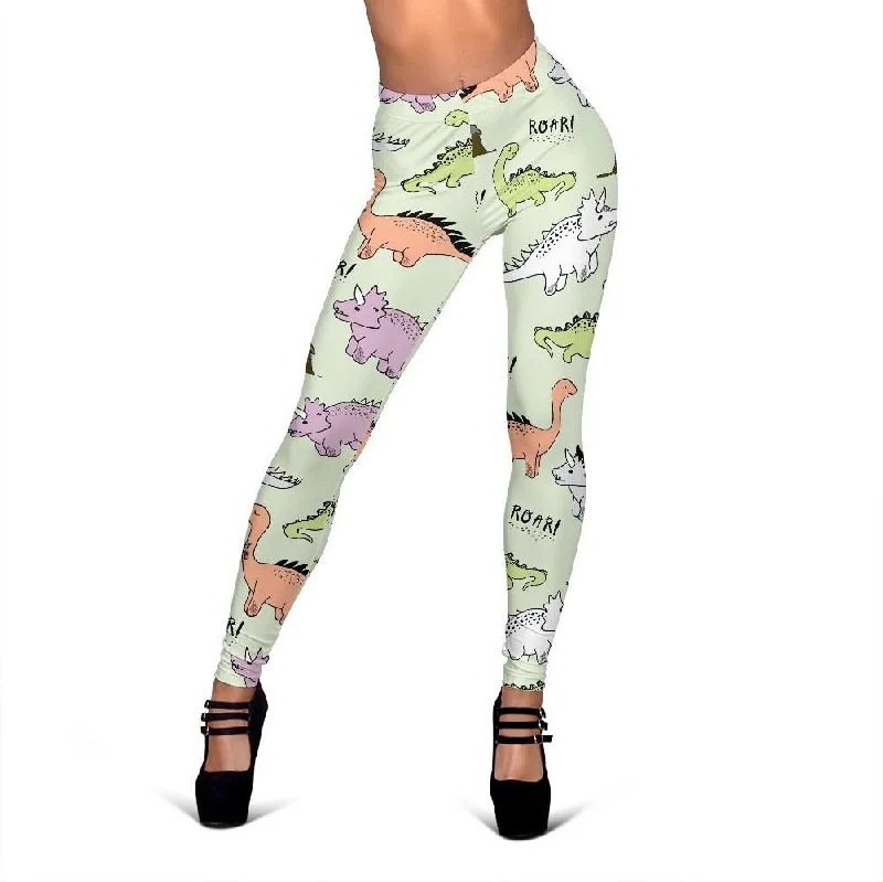 Dino Roar Dinosaur Pattern Print Women Leggings