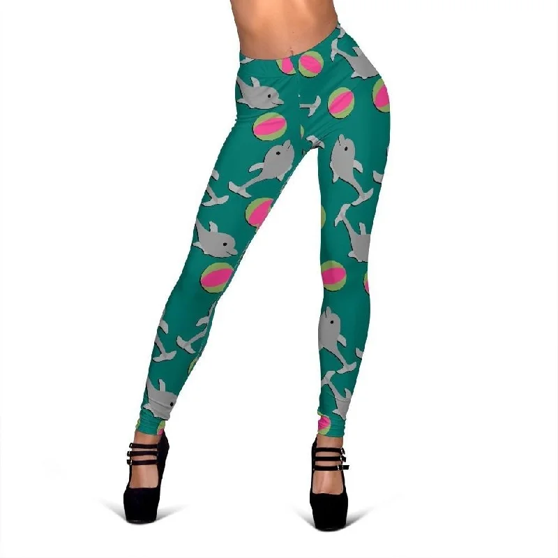 Dolphin Ball Pattern Print Women Leggings