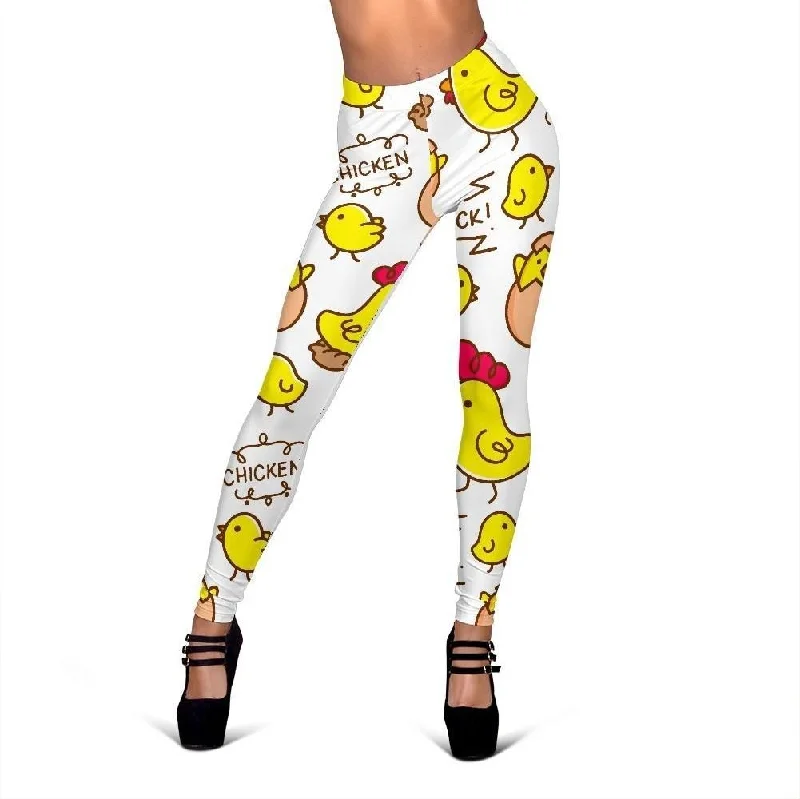 Farm Chicken Hen Chick Pattern Print Women Leggings