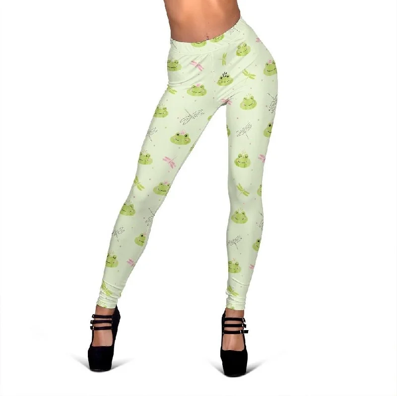 Frog Prince Crown Pattern Print Women Leggings