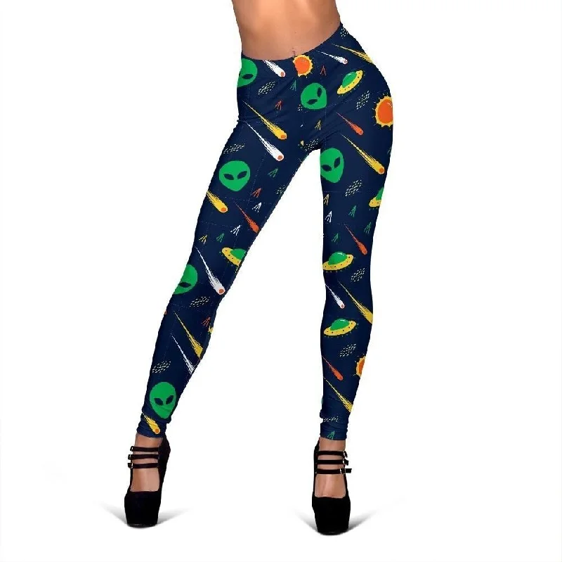 Galaxy Comet Alien Ufo Pattern Print Women Leggings