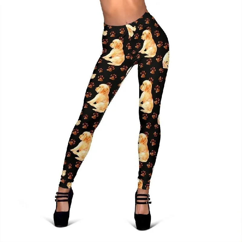 Golden Retriever Paw Pattern Print Women Leggings