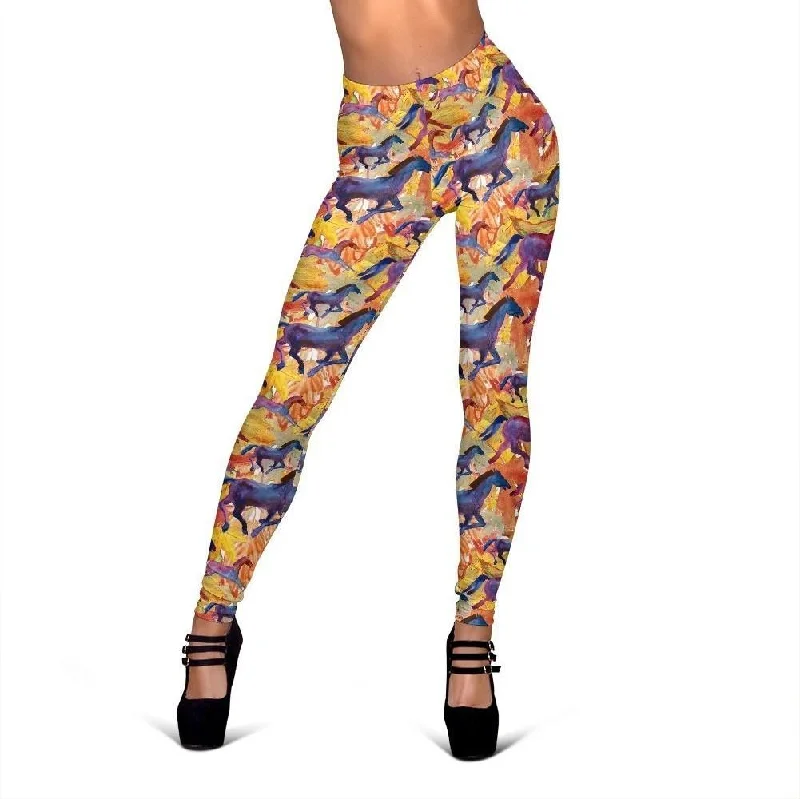 Horse Hand Drawn Pattern Print Women Leggings