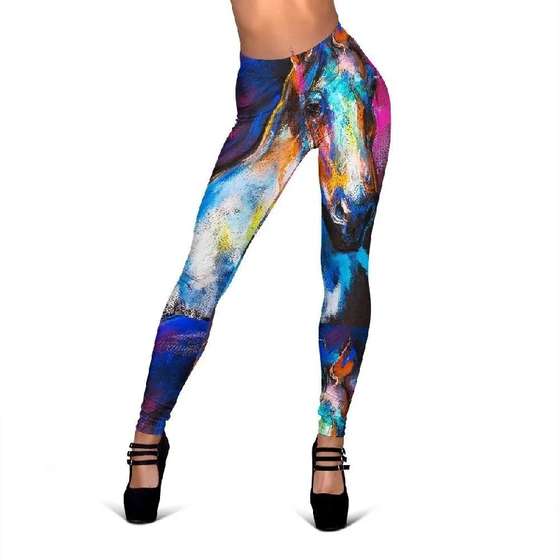 Horse Portrait Pattern Print Women Leggings