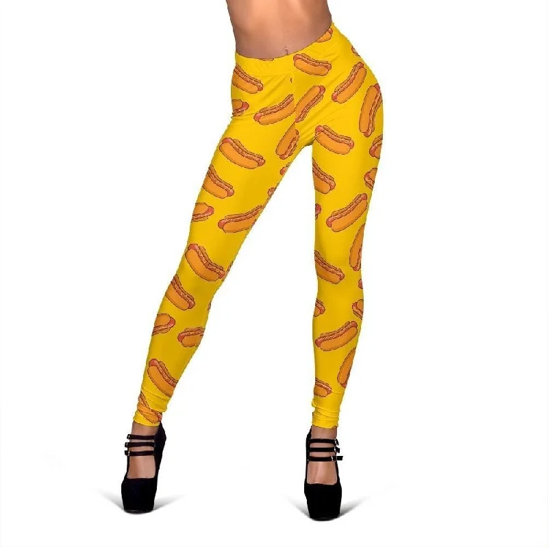 Hot Dog Pattern Print Women Leggings