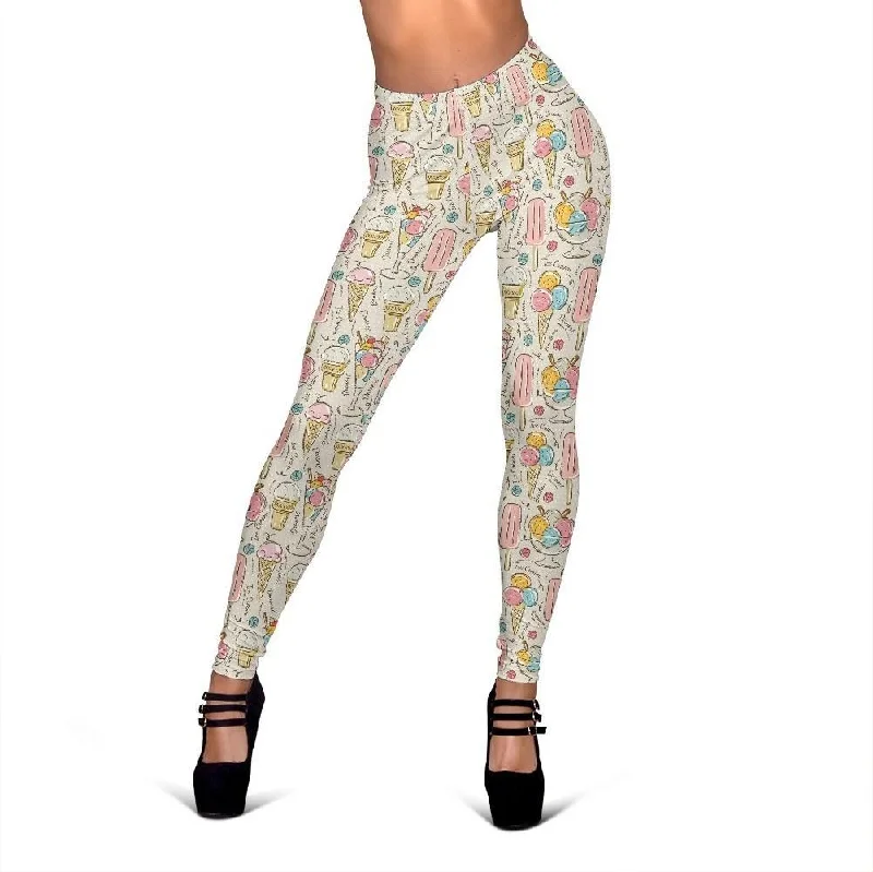 Ice Cream Cone Print Pattern Women Leggings