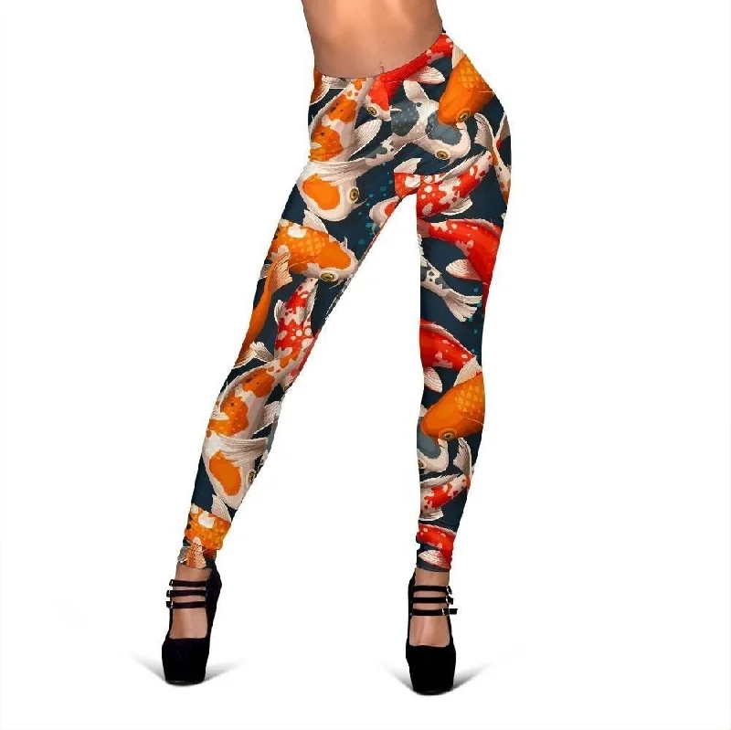 Koi Fish Pattern Print Women Leggings