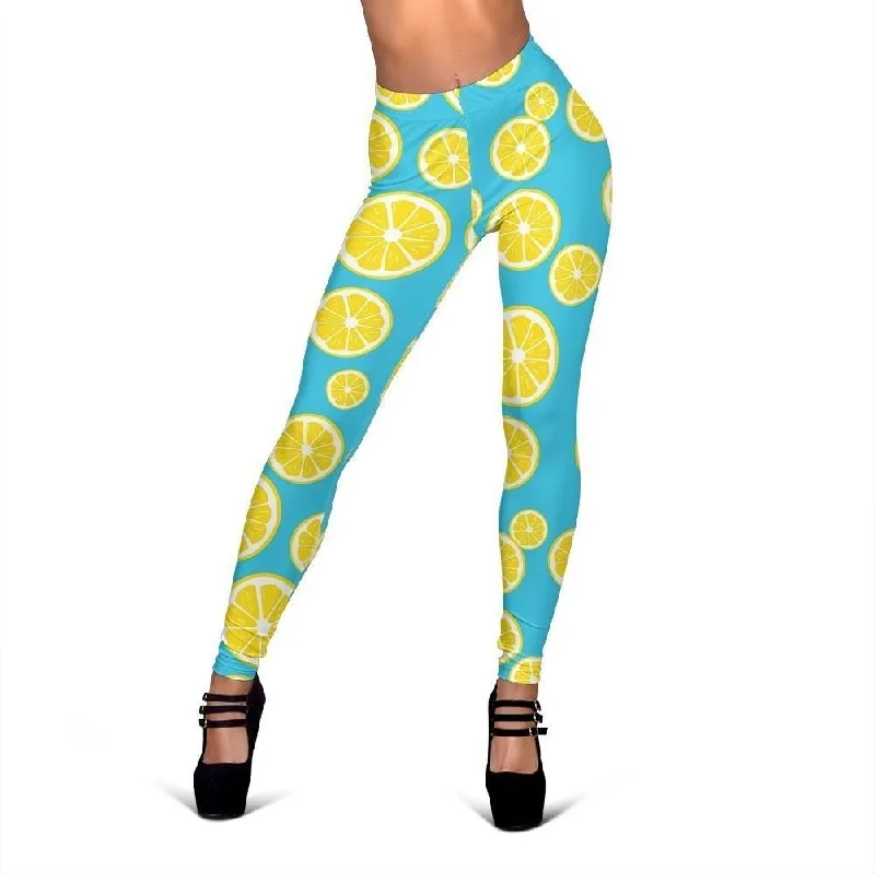 Lemon Slice Pattern Print Women Leggings