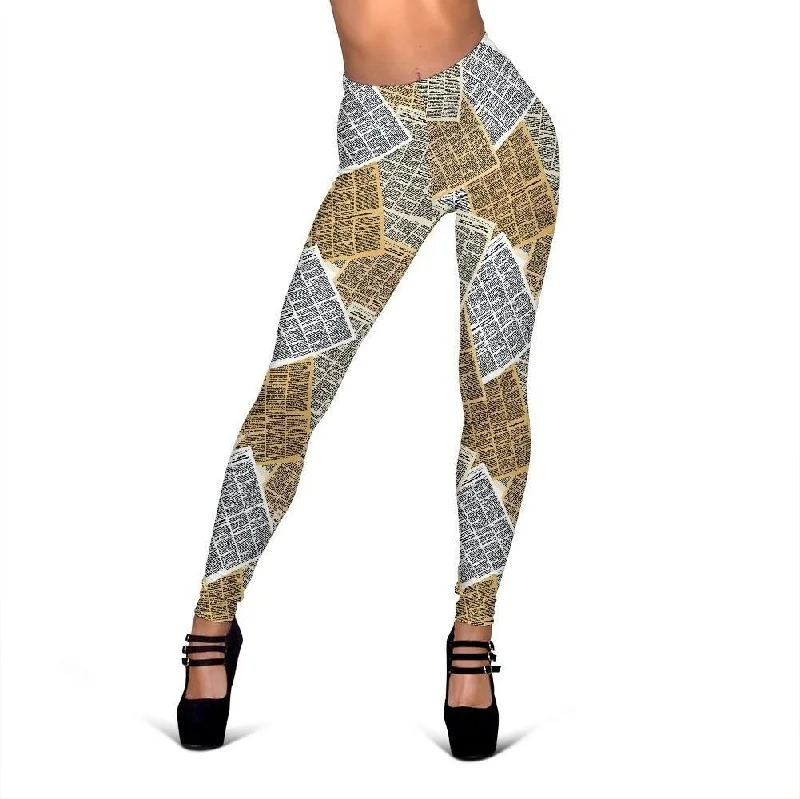 Newspaper Print Pattern Women Leggings