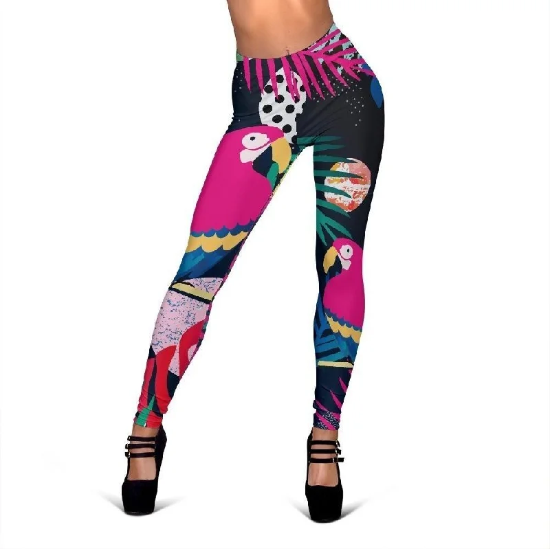 Parrot Bird Floral Pattern Print Women Leggings