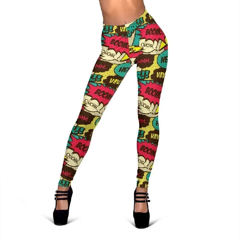 Pattern Print Comic Book Strip Women Leggings