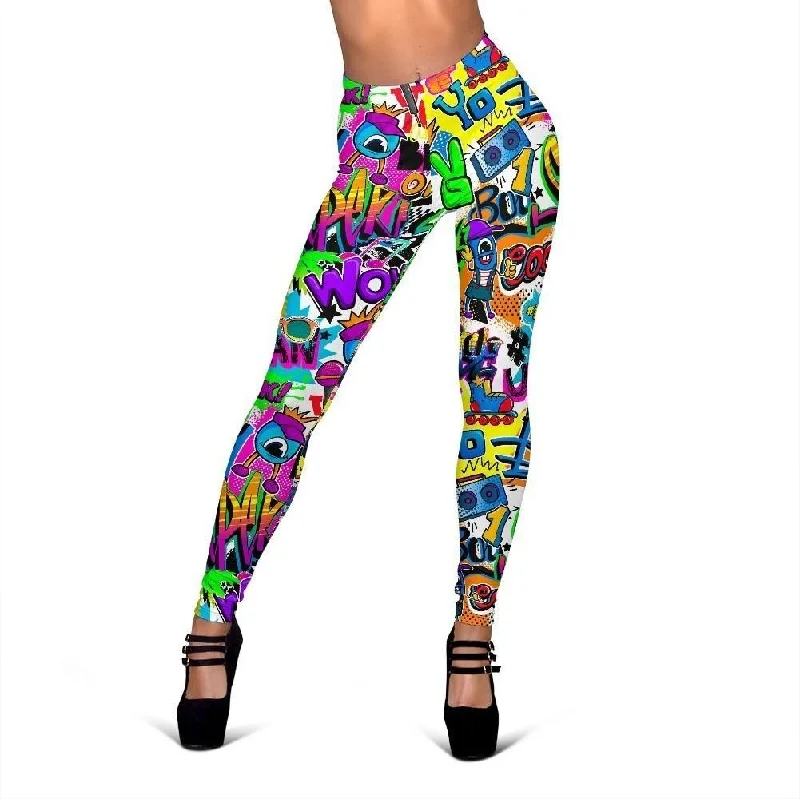 Pattern Print Graffiti Women Leggings