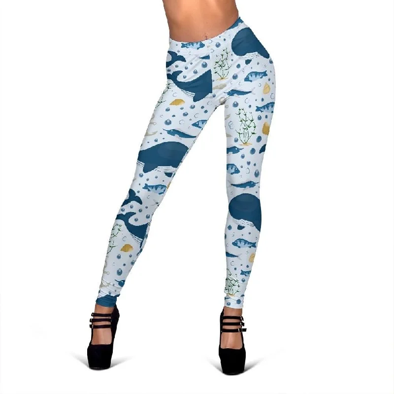 Pattern Print Whale Humpback Pattern Print Women Leggings