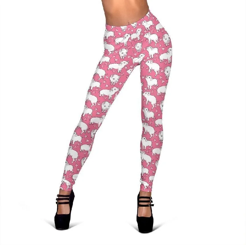 Pig Heart Pattern Print Women Leggings