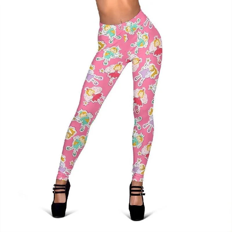 Pink Fairy Pattern Print Women Leggings