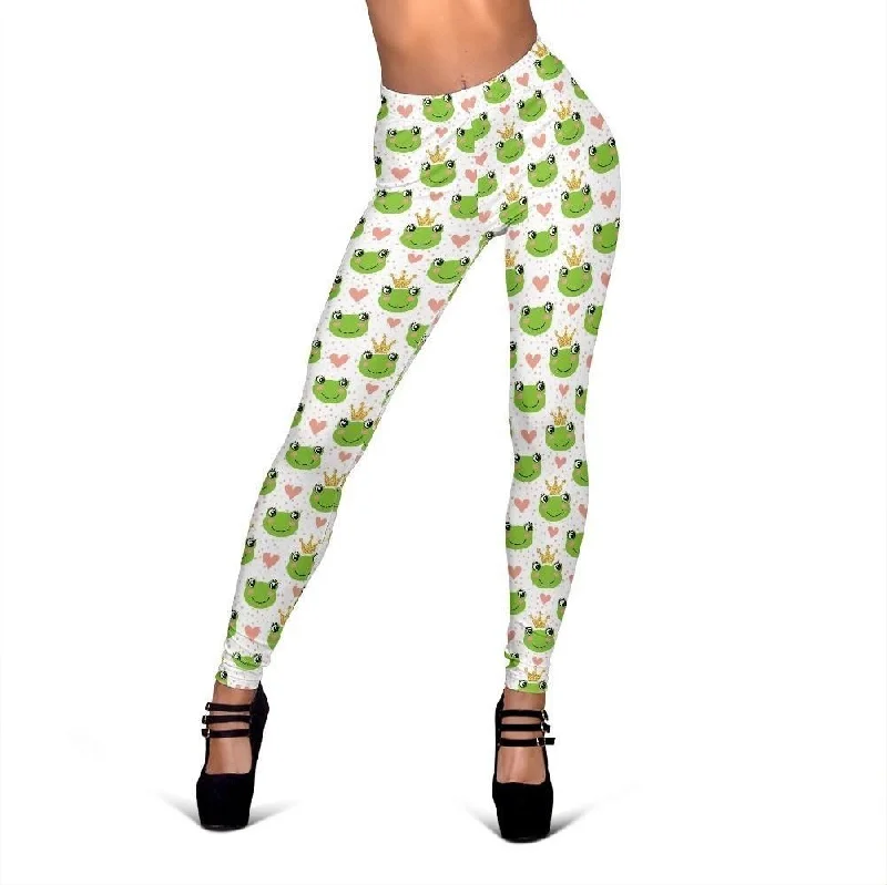 Prince Crown Frog Pattern Print Women Leggings