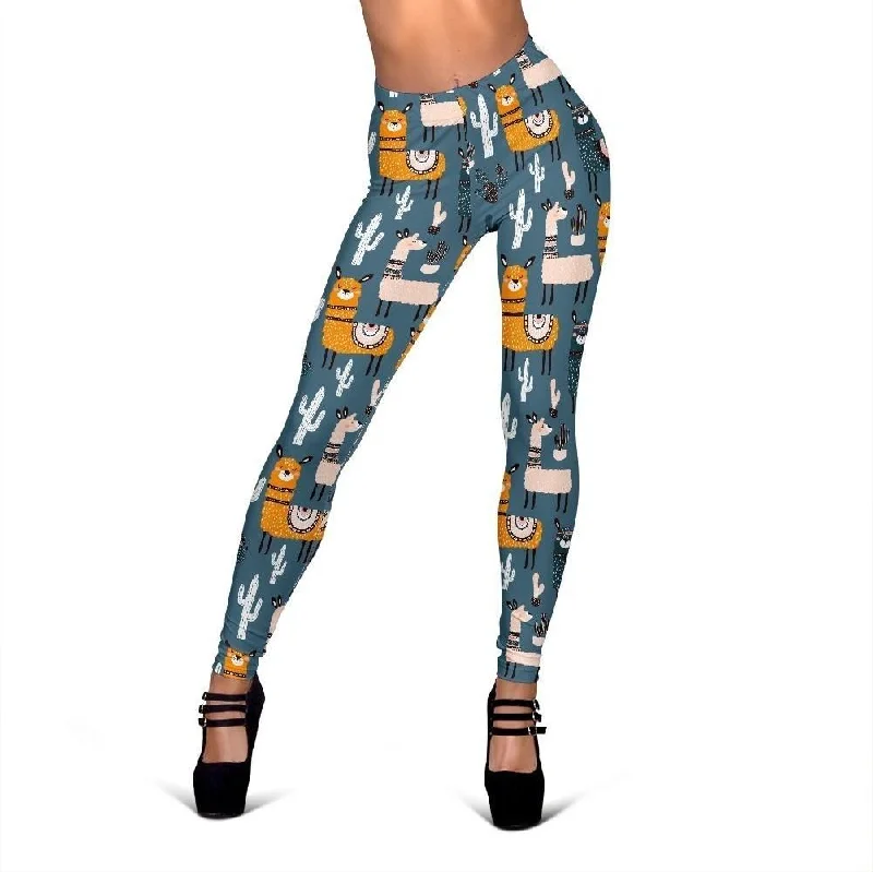 Print Pattern Llama Cactus Women Leggings