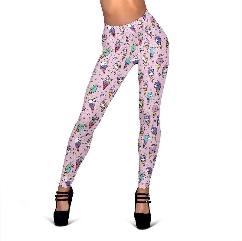 Unicorn Ice Cream Cone Pattern Print Women Leggings