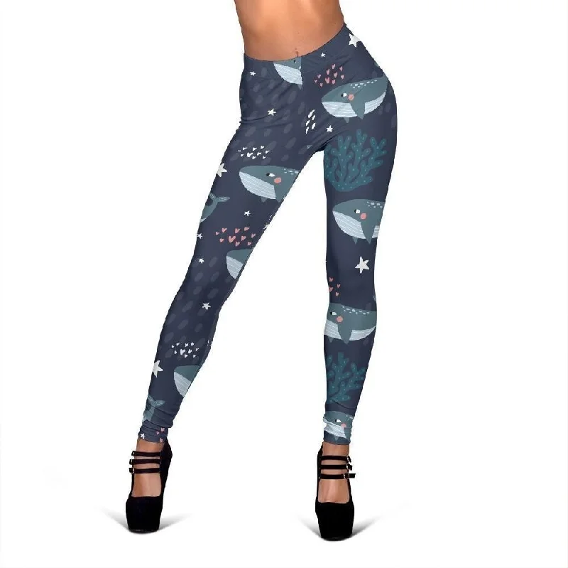 Whale Humpback Pattern Print Women Leggings