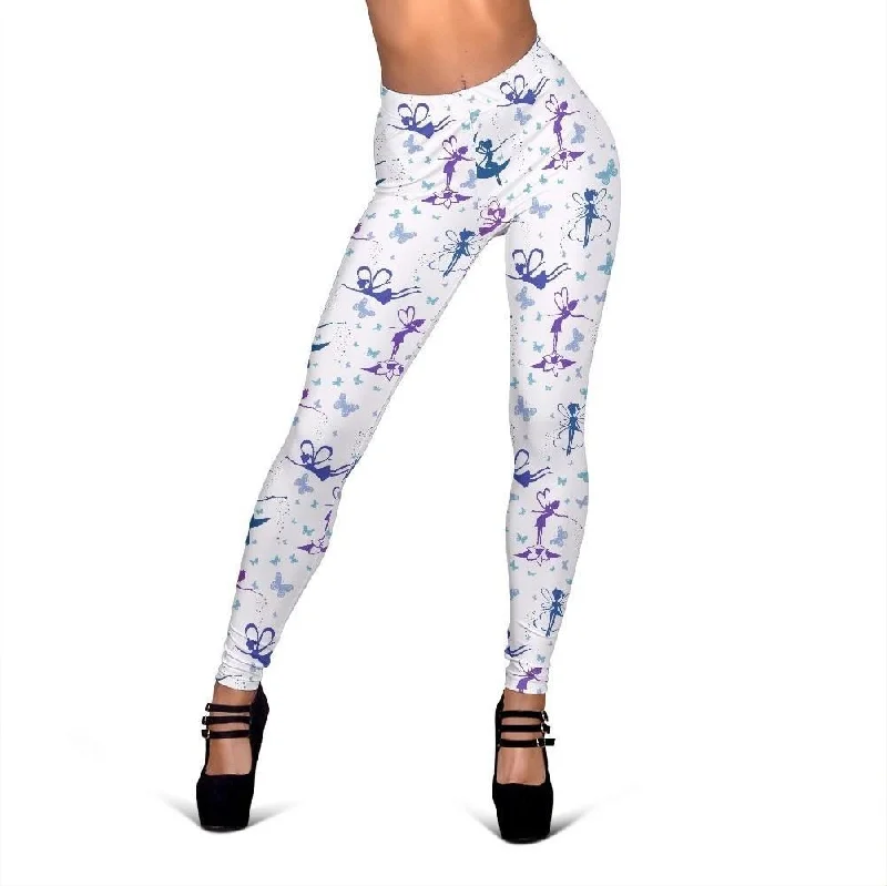 White Fairy Pattern Print Women Leggings