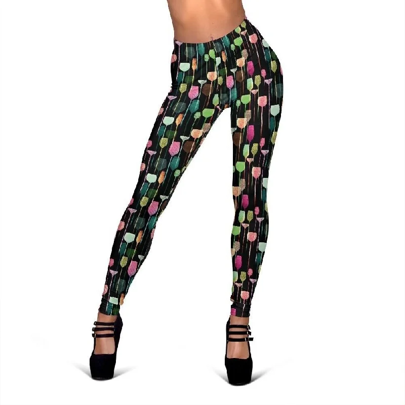 Wine Glass Pattern Print Women Leggings