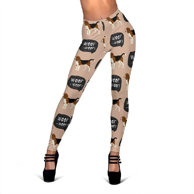 Woof Woof Beagle Pattern Print Women Leggings